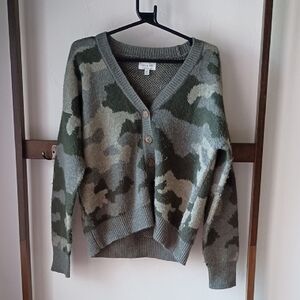 Camouflage Button-Up Cardigan